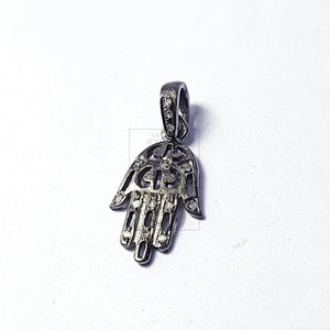 Beautiful Hamsa Design Charm Pendant Pave Diamond Rosecut Pendant 925 Sterling Silver Pendant Handmade Diamond Charm Pendant, Hamsa Pendent