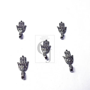 Beautiful Hamsa Design Charm Pendant Pave Diamond Rosecut Pendant 925 Sterling Silver Pendant Handmade Diamond Charm Pendant, Hamsa Pendent