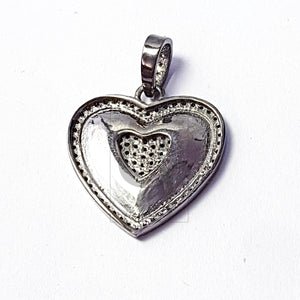 Fashionable Gift Beautiful Heart Design Diamond Charm Pave Diamond Rosecut Pendant 925 Sterling Silver Pendant Handmade Diamond Pendant