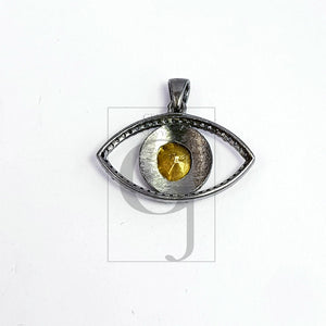 Evil eye design flat diamond style Rosecut pave diamond pendant 925 sterling silver handmade finish polki diamond pendant jewelry