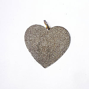 One of a kind gift heart shape love design pave diamond pendant, Pave diamond rosecut 925 sterling silver , handmade diamond heart pendant