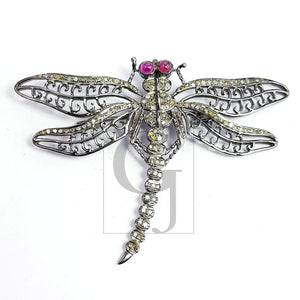 Very Beautiful Dragonfly design pendant pin Rosecut pave diamond pendant 925 sterling silver handmade finish diamond pendant jewelry