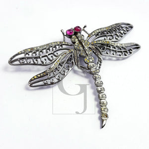 Very Beautiful Dragonfly design pendant pin Rosecut pave diamond pendant 925 sterling silver handmade finish diamond pendant jewelry
