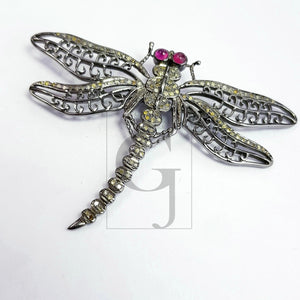 Very Beautiful Dragonfly design pendant pin Rosecut pave diamond pendant 925 sterling silver handmade finish diamond pendant jewelry
