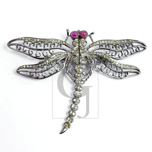 Very Beautiful Dragonfly design pendant pin Rosecut pave diamond pendant 925 sterling silver handmade finish diamond pendant jewelry