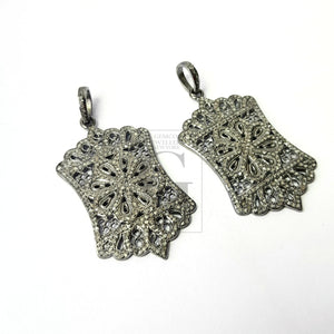 Very unique designer Rosecut pave diamond pendant 925 sterling silver handmade finish diamond jewelry pendant