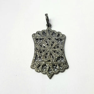 Very unique designer Rosecut pave diamond pendant 925 sterling silver handmade finish diamond jewelry pendant