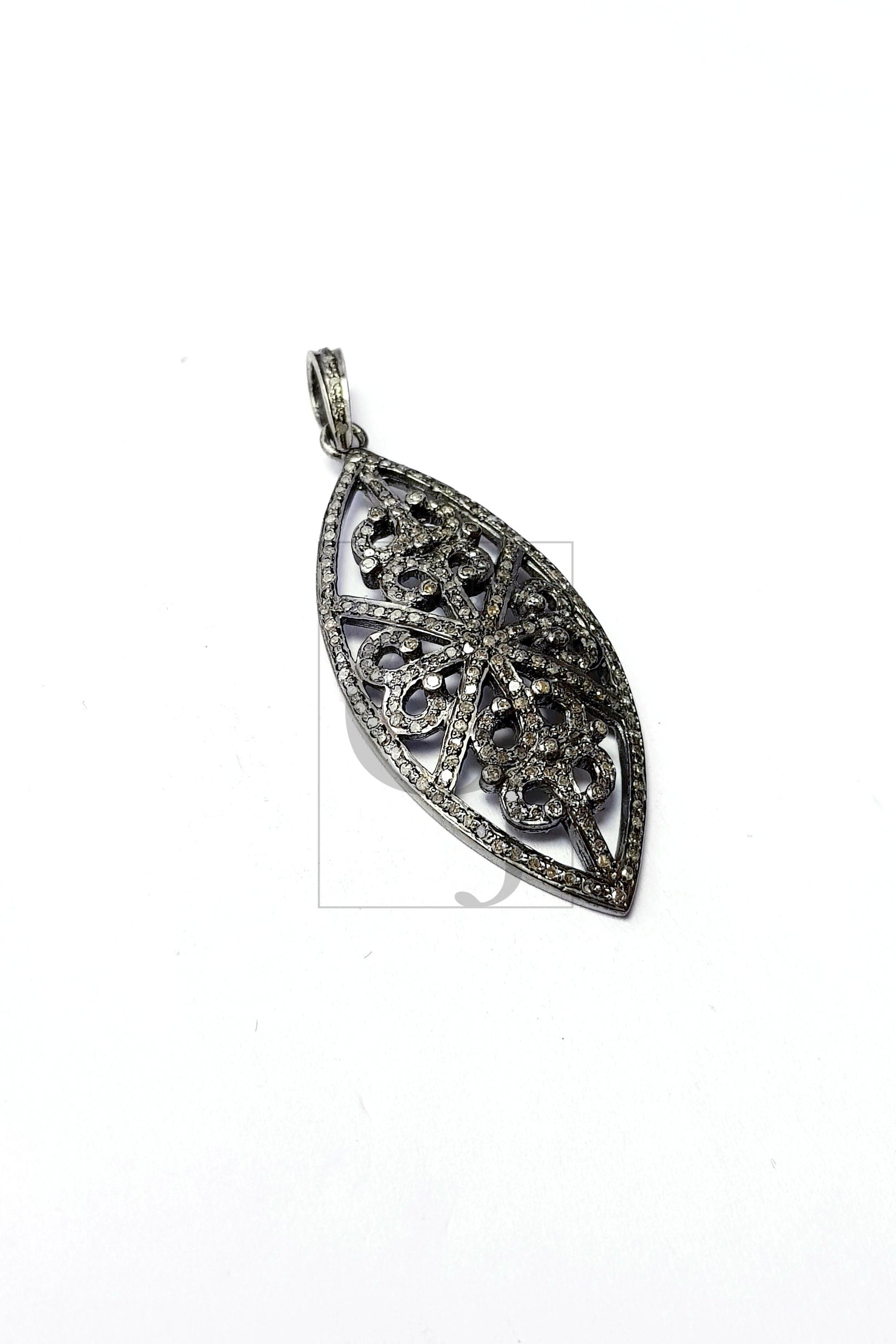 Latest design marquise shape Pave rosecut diamond pendent 925 sterling silver handmade beautiful design diamond pendant jewelry