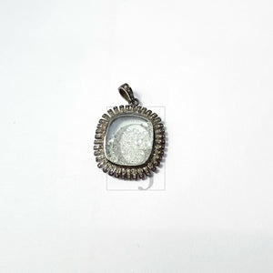 Pave Diamond Rosecut Pendant 925 Sterling Silver Pendant Handmade Diamond Pendant Pave Siamond Setting Shaker Design Diamond Pendant