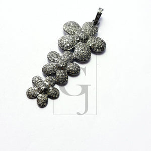 Beautiful Flower Rosecut Pave Diamond Pendant 925 Sterling Silver Handmade Finish Diamond Jewelry Pendant