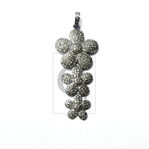 Beautiful Flower Rosecut Pave Diamond Pendant 925 Sterling Silver Handmade Finish Diamond Jewelry Pendant