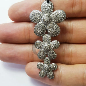 Beautiful Flower Rosecut Pave Diamond Pendant 925 Sterling Silver Handmade Finish Diamond Jewelry Pendant