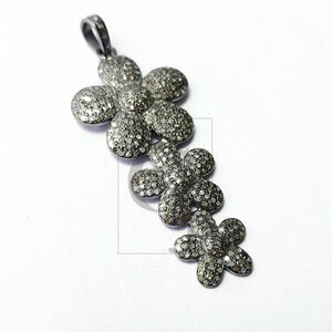 Beautiful Flower Rosecut Pave Diamond Pendant 925 Sterling Silver Handmade Finish Diamond Jewelry Pendant