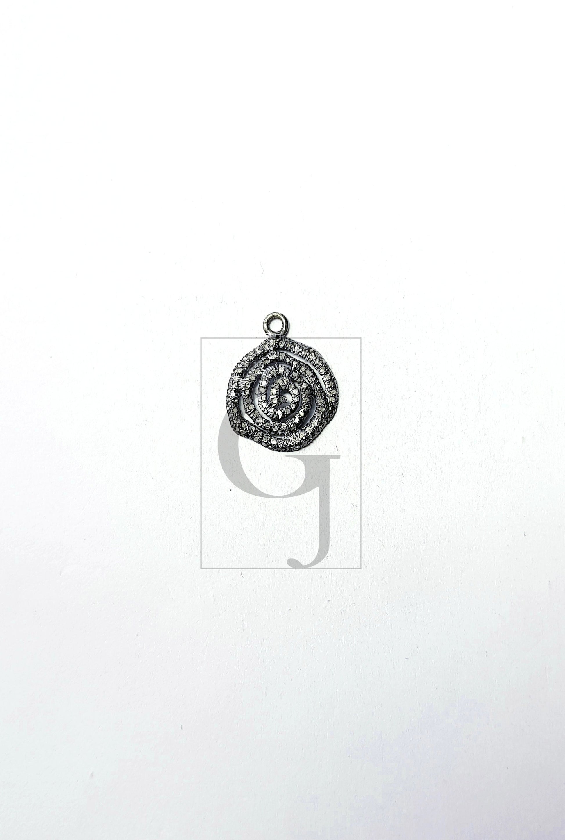 Unique design Rosecut pave diamond pendant 925 sterling silver handmade finish diamond jewelry charm pendant