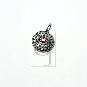 Evil eyes Rosecut pave diamond Ruy  pendant 925 sterling silver handmade finish diamond jewelry pendant