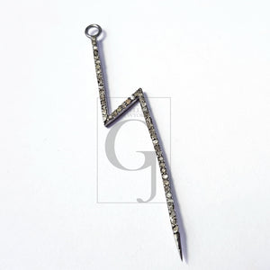 Pave etting Thunder Bolt Pave Diamond Rosecut Pendant 925 Sterling Silver Pendant Handmade Diamond Pendant