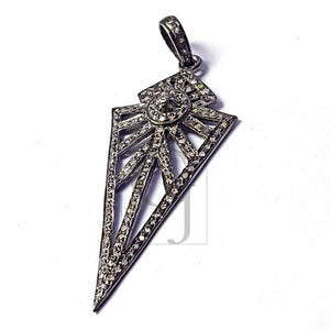 Very beautiful design arrowhead spike diamond charm Pave diamond rosecut pendant 925 sterling silver pendant handmade diamond pendant 50mm