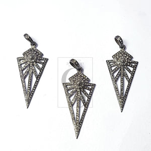 Very beautiful design arrowhead spike diamond charm Pave diamond rosecut pendant 925 sterling silver pendant handmade diamond pendant 50mm