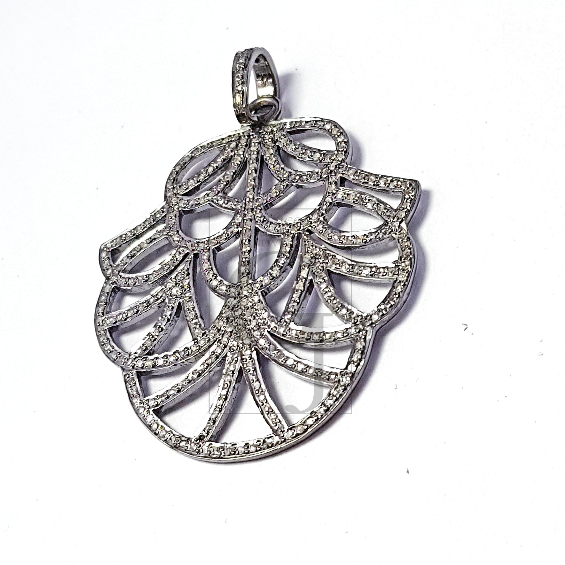 Pave diamond rosecut pendant 925 sterling silver pendant handmade diamond pendant fashionable design cutting diamond pendant
