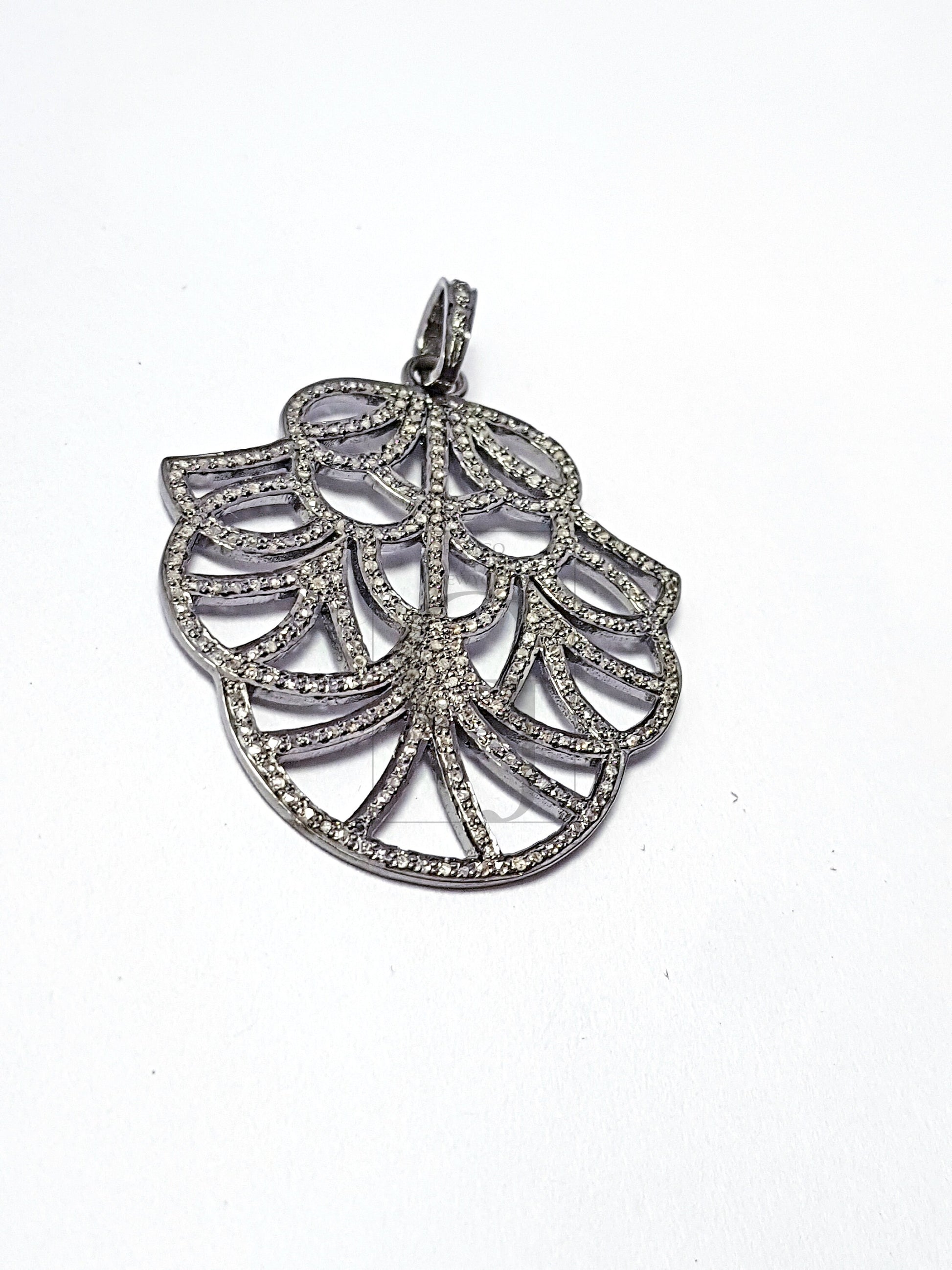 Pave diamond rosecut pendant 925 sterling silver pendant handmade diamond pendant fashionable design cutting diamond pendant