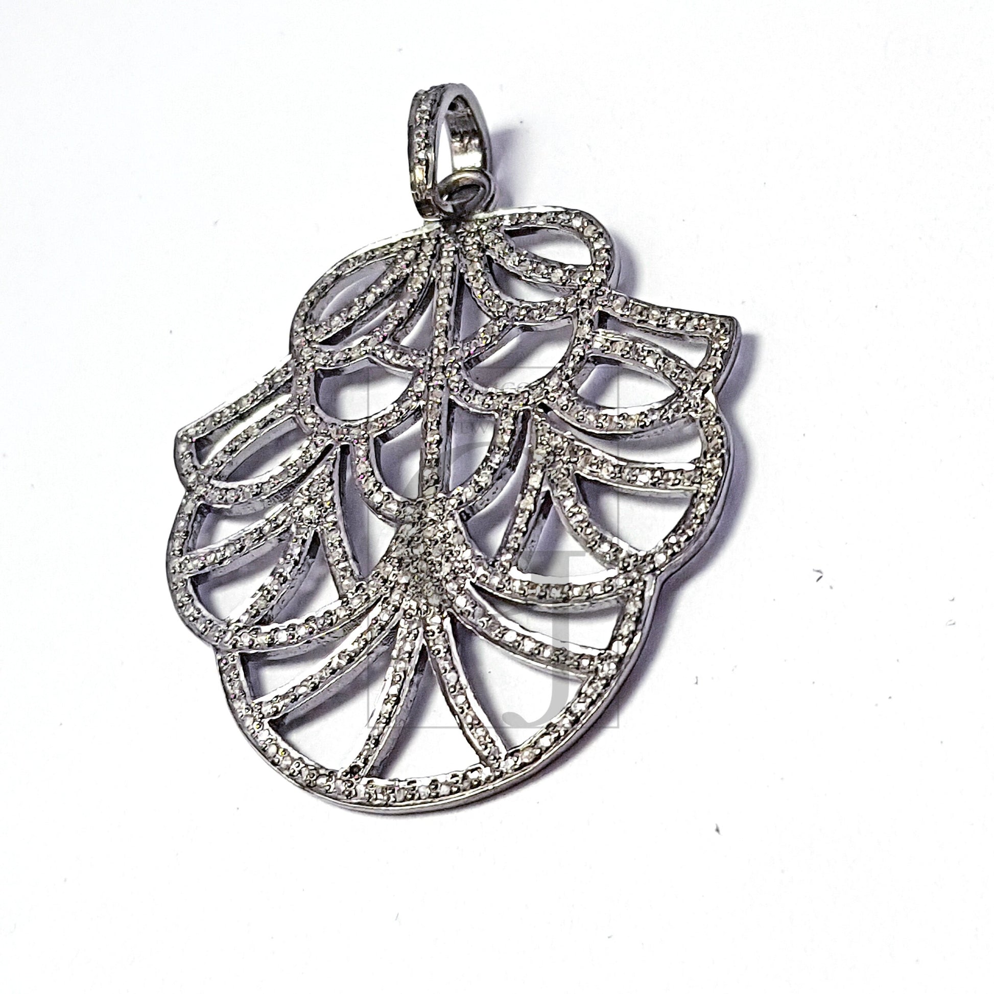 Pave diamond rosecut pendant 925 sterling silver pendant handmade diamond pendant fashionable design cutting diamond pendant