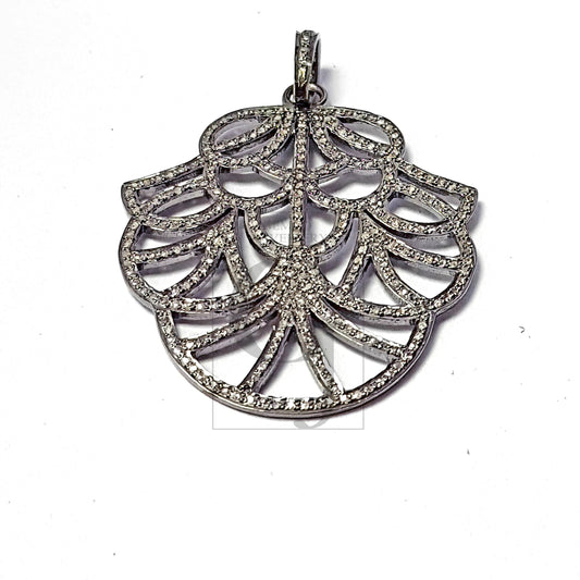 Pave diamond rosecut pendant 925 sterling silver pendant handmade diamond pendant fashionable design cutting diamond pendant
