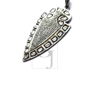 Very beautiful arrow head design Rocecut pave diamond pendant 925 sterling silver handmade finish diamond pendant Hollywood style jewelry