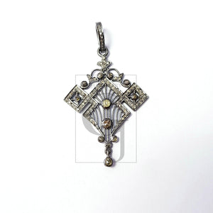 Beautiful Designer Rosecut Pave Diamond Pendant 925 Sterling Silver Handmade Finish Stylish Diamond Pendant Jewelry