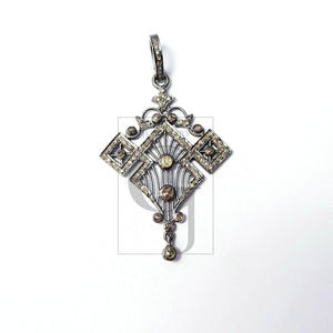 Beautiful Designer Rosecut Pave Diamond Pendant 925 Sterling Silver Handmade Finish Stylish Diamond Pendant Jewelry