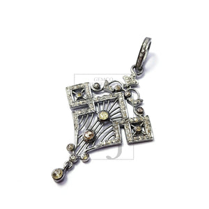 Beautiful Designer Rosecut Pave Diamond Pendant 925 Sterling Silver Handmade Finish Stylish Diamond Pendant Jewelry