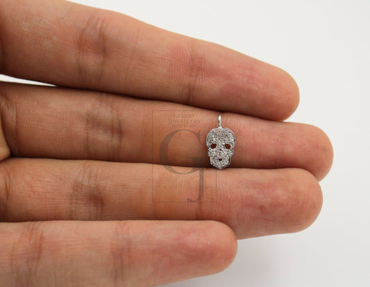 SET of 5 Fashionable skull designer Rosecut pave diamond pendant 925 sterling silver handmade finish diamond jewelry pendant SET of 5