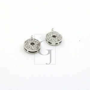 Fashionable Starburst Rosecut Pave Diamond Pendant 925 Sterling Silver Handmade Finish Diamond Charms Available In Vermeil, Oxidised Also