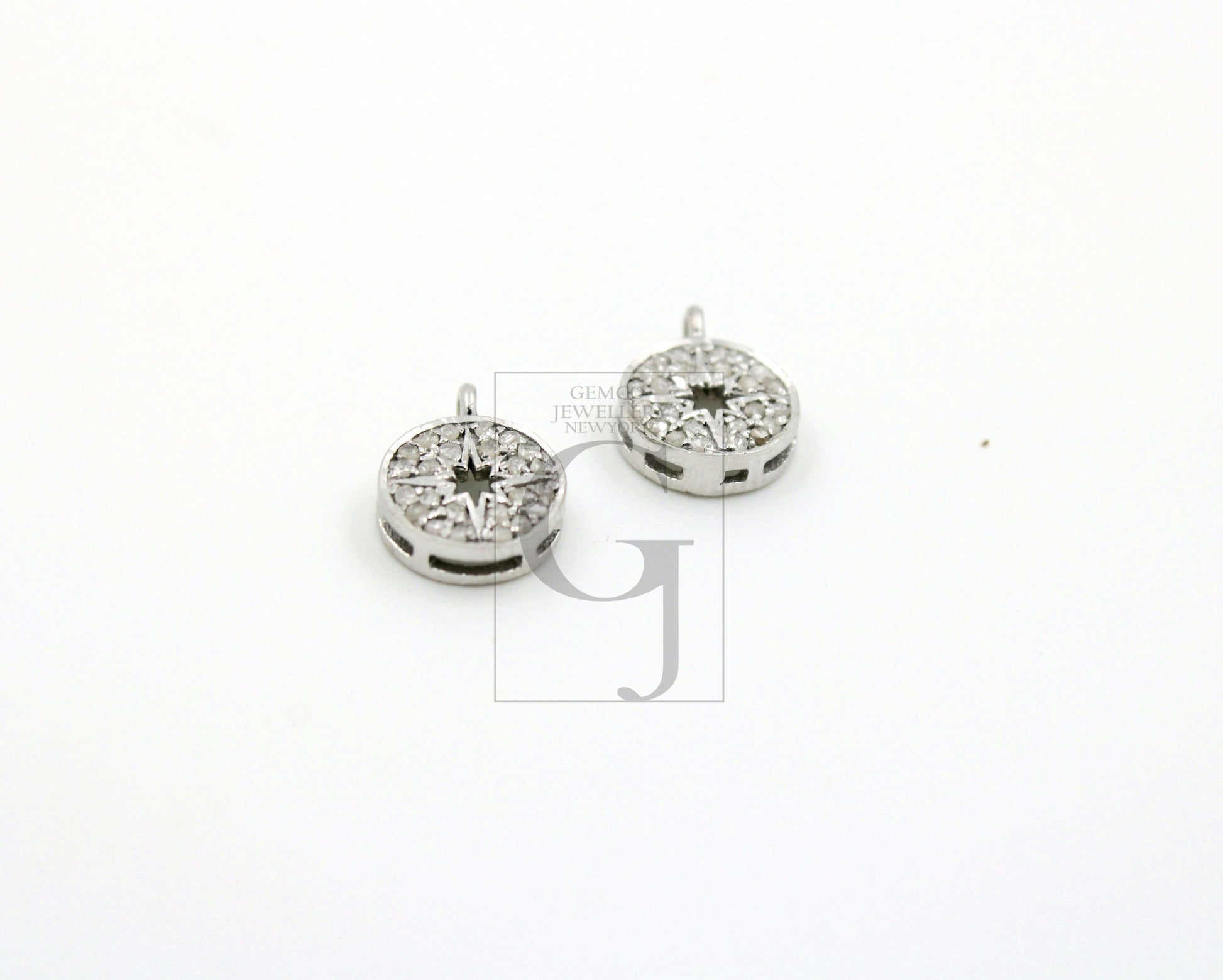 Fashionable Starburst Rosecut Pave Diamond Pendant 925 Sterling Silver Handmade Finish Diamond Charms Available In Vermeil, Oxidised Also