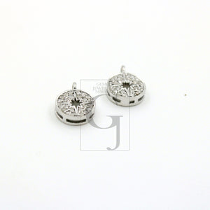 Fashionable Starburst Rosecut Pave Diamond Pendant 925 Sterling Silver Handmade Finish Diamond Charms Available In Vermeil, Oxidised Also