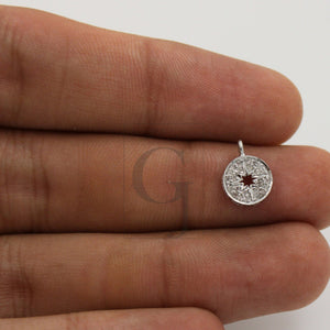 Fashionable Starburst Rosecut Pave Diamond Pendant 925 Sterling Silver Handmade Finish Diamond Charms Available In Vermeil, Oxidised Also