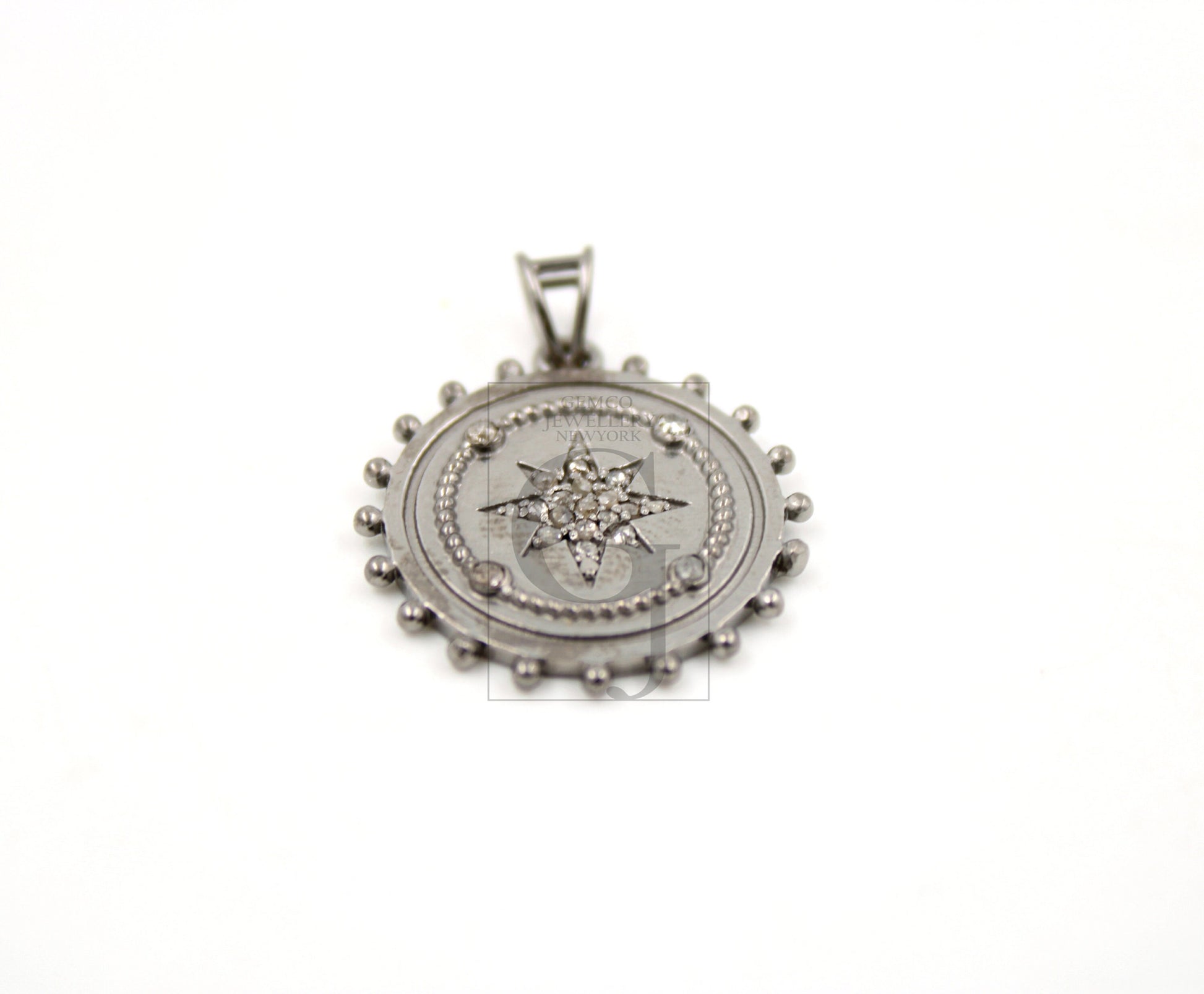 Beautiful Star Burst Antique Look Designer Rosecut Pave Diamond Pendant 925 Sterling Silver Handmade Finish Diamond Jewelry Necklace Pendant