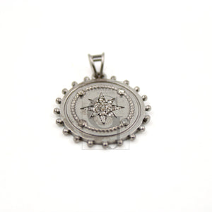 Beautiful Star Burst Antique Look Designer Rosecut Pave Diamond Pendant 925 Sterling Silver Handmade Finish Diamond Jewelry Necklace Pendant