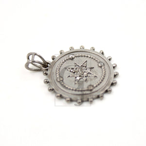 Beautiful Star Burst Antique Look Designer Rosecut Pave Diamond Pendant 925 Sterling Silver Handmade Finish Diamond Jewelry Necklace Pendant