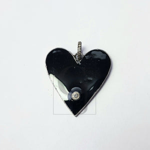 Beautiful Heart Shaped Enameling Designer  Rosecut Pave Diamond Pendant 925 Sterling Silver Handmade Finish Diamond Jewelry Pendant