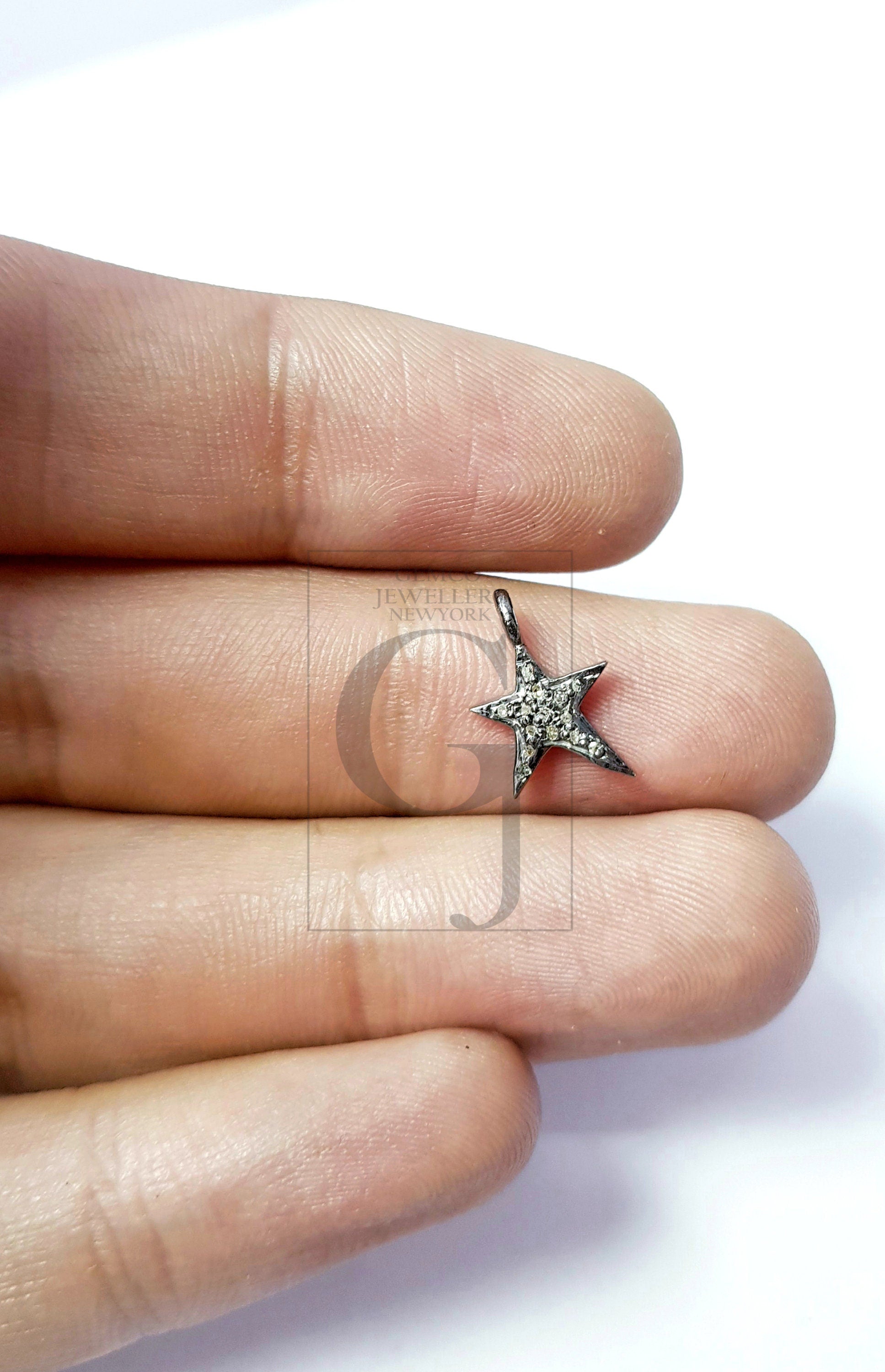 5pcs Star Design Rosecut Pave Diamond Pendant 925 Sterling Silver Handmade Finish Beautiful Diamond Pendant Jewelry