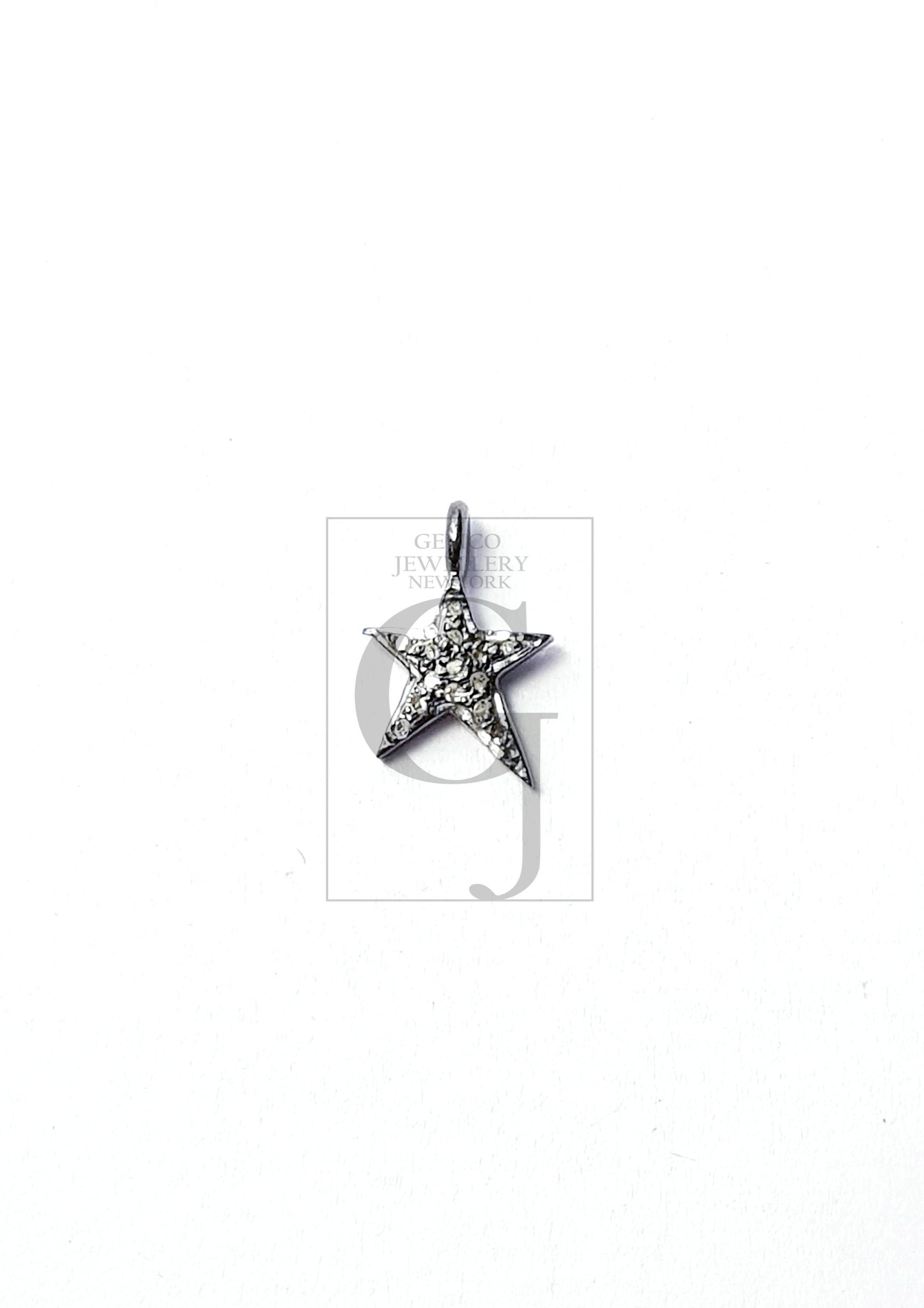 5pcs Star Design Rosecut Pave Diamond Pendant 925 Sterling Silver Handmade Finish Beautiful Diamond Pendant Jewelry