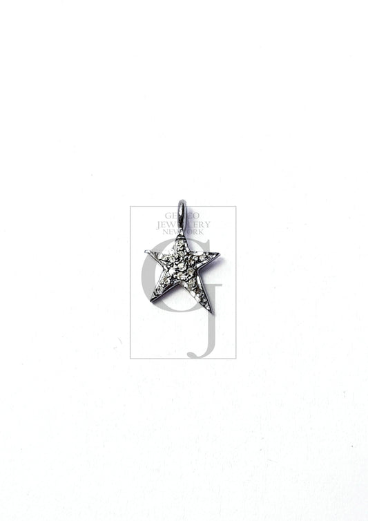 5pcs Star Design Rosecut Pave Diamond Pendant 925 Sterling Silver Handmade Finish Beautiful Diamond Pendant Jewelry