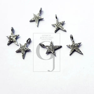 5pcs Star Design Rosecut Pave Diamond Pendant 925 Sterling Silver Handmade Finish Beautiful Diamond Pendant Jewelry