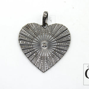 Very Beautiful Starburst Heart Designer Rosecut Pave Diamond Pendant 925 Sterling Silver Handmade Finish Diamond Jewelry Necklace Pendant