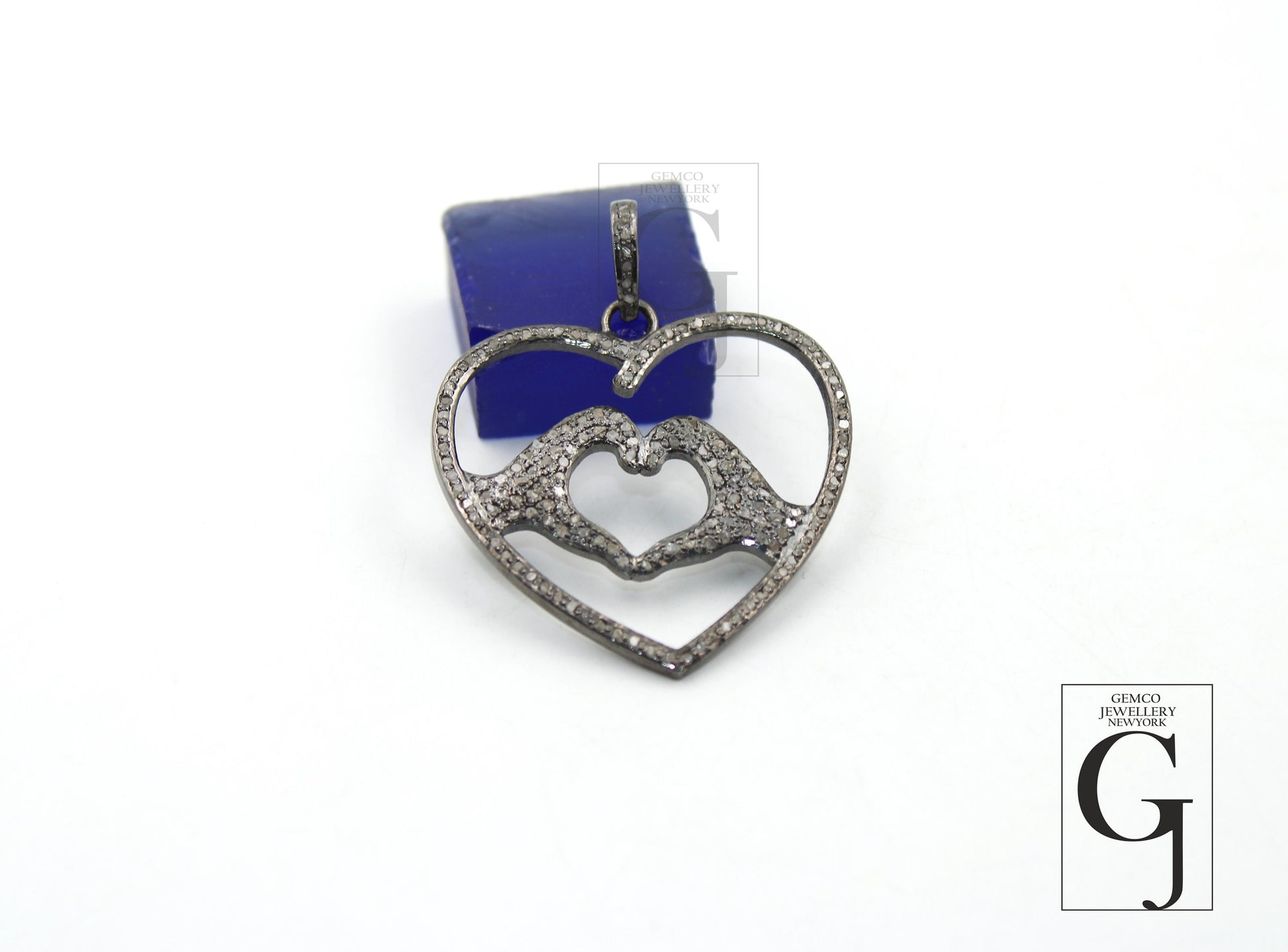 One of a Kind Heart Designer Pendant Rosecut Pave Diamond Pendant 925 Sterling Silver Handmade Finish Diamond Jewelry Necklace Pendant