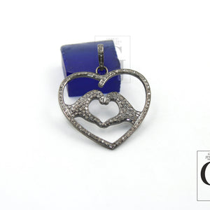 One of a Kind Heart Designer Pendant Rosecut Pave Diamond Pendant 925 Sterling Silver Handmade Finish Diamond Jewelry Necklace Pendant