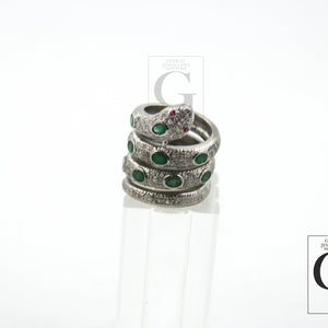 Very beautiful snake ring designer emerald ring Rosecut pave diamond rings 925 sterling silver handmade silver finish diamond ring