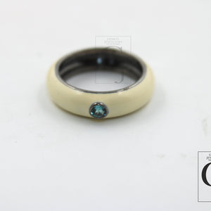 ivory enameling designer ring band Rosecut pave blue topaz rings 925 sterling silver handmade silver finish ring