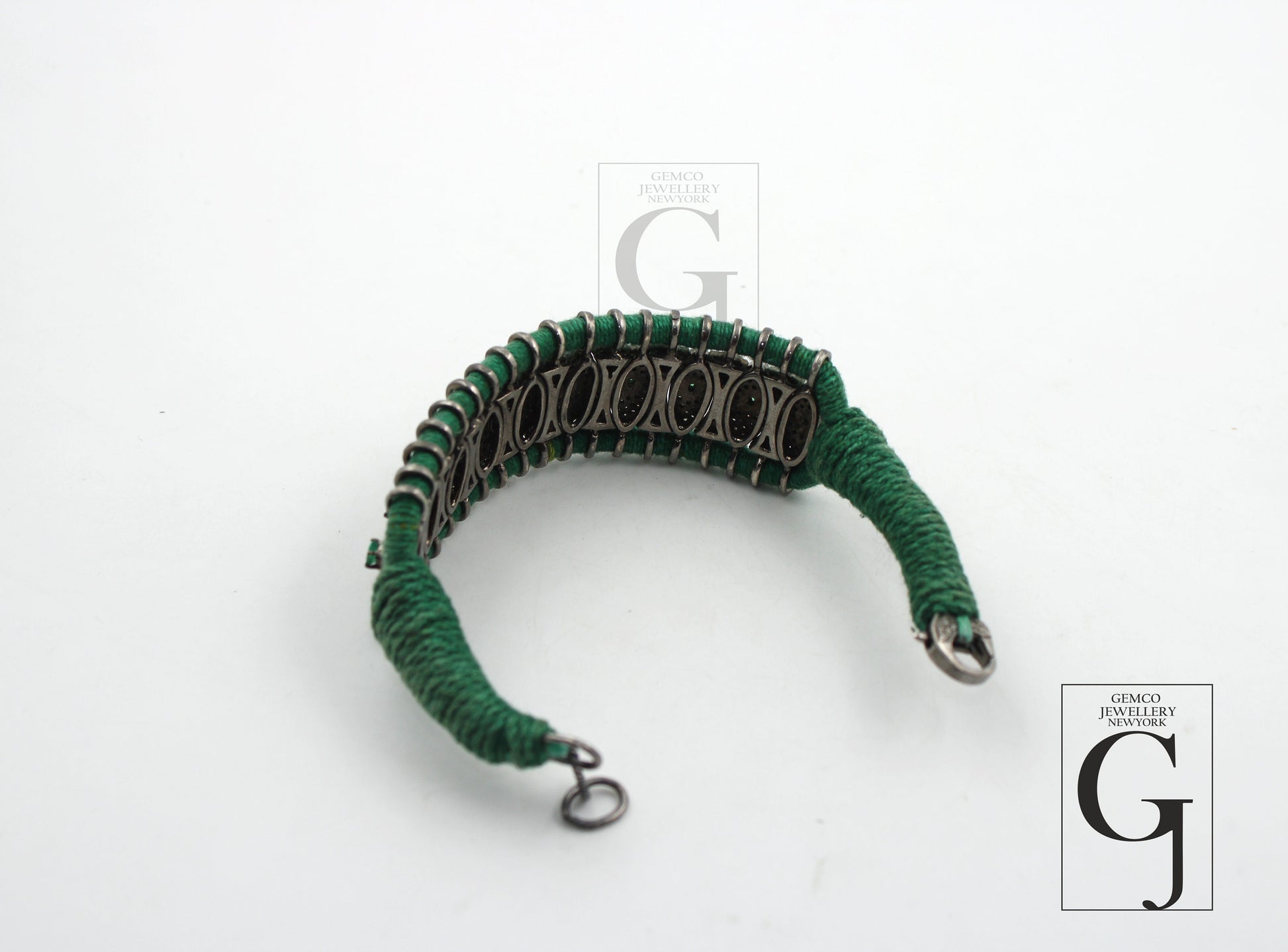 Antique Design Emerald Thread Bracelet Rosecut Pave Diamond Bangle Bracelet 925 Sterling Silver Handmade Finish Diamond Bangle Bracelet