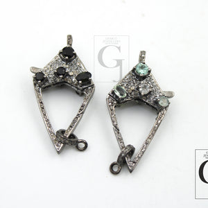 Antique Look Rosecut Pave Diamond Designer Lobster Clasp 925 Sterling Silver Handmade Finish Diamond/Sapphire/Ruby/Emerald Gemstone Clasp
